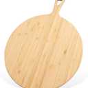15.4 x 11.4 Inch Large Round Cutting Board with Handle Bamboo Large Wood Cutting Board Wooden Cutting Serving Board for Kitchen Meat Bread Cheese Pizza Vegetables Wedding Housewarming Gift