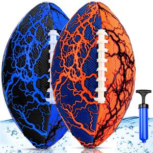 Jasonwell Pool Beach Water Football - 2Pack Strong Grip Waterproof Football for All-Weather Play Pool Toys Beach Games Outdoor Sports Toy Christmas Birthday Gifts for Kids Boys Teens Adults (orange&blue)