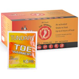 Hot Toe Foot Heat Warmers - 40 Count, Adhesive Long Lasting Air Activated Disposable Natural Heating Pads for Shoes, Boots  Odorless & Comfortable for Outdoor Work, Sports Activities