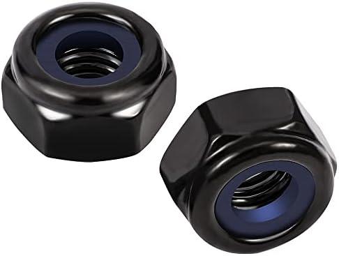 MewuDecor #10-32 Nylon Insert Hex Lock Nuts Locknuts, 304 Stainless Steel 18-8, Black Oxide, 50 PCS