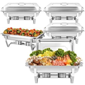 5 Pack 8 QT Chafing Dish for Buffet, Stainless Steel Chafing Dish Buffet Sets, Stackable Design Food Warmers for Parties, Weddings, Home, Christmas Buffets