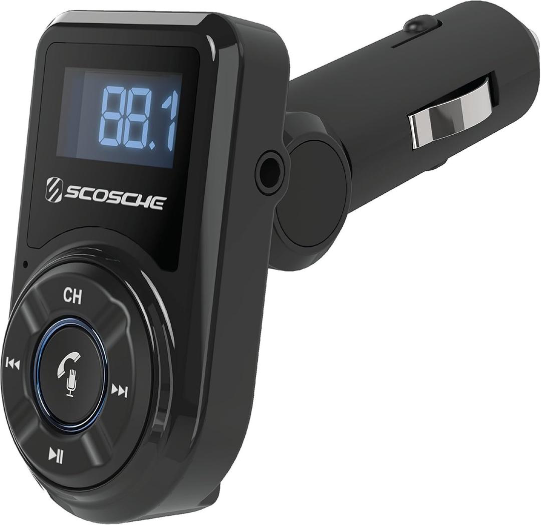 Scosche BTFM3 BTFREQ Universal Bluetooth Hands-Free Car Kit with Digital FM Transmitter and 10-Watt USB Car Charger - Black XL (Single Port)