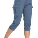 GymBrave Women's Hiking Cargo Pants Quick Dry Outdoor Camping Capris Water Resistant UPF 50 with Zipper Pockets Size L