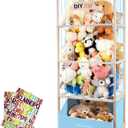 Stuffed Animal Storage, 64" Super Large Plush Toy Organizer with Wheels, Wooden Stuffed Animal Holder with Removable Bin, Zoo Plushies Storage for Bedroom/Playroom/Living Room, Blue