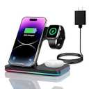 Wireless Charger 3 in 1 Charging Station lPhone Fast Foldable Charging Stand for Apple Multiple Devices with an 18 W Quick Charger for lPhone 16/ 15/ 14/ 13 Pro Max Apple Watch AriPods Pro 2,Black