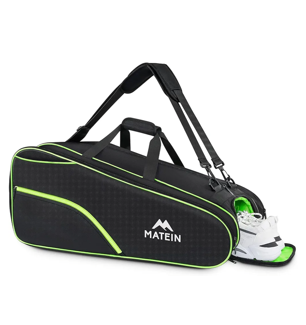MATEIN Tennis Bag 6 Rackets, Extra Large Protective Convertible Racquet Bag with Shoes Compartment for Men Women, Racket Backpack with Cooler Pocket & Removeable Shoulder Strap for Sport Equipment