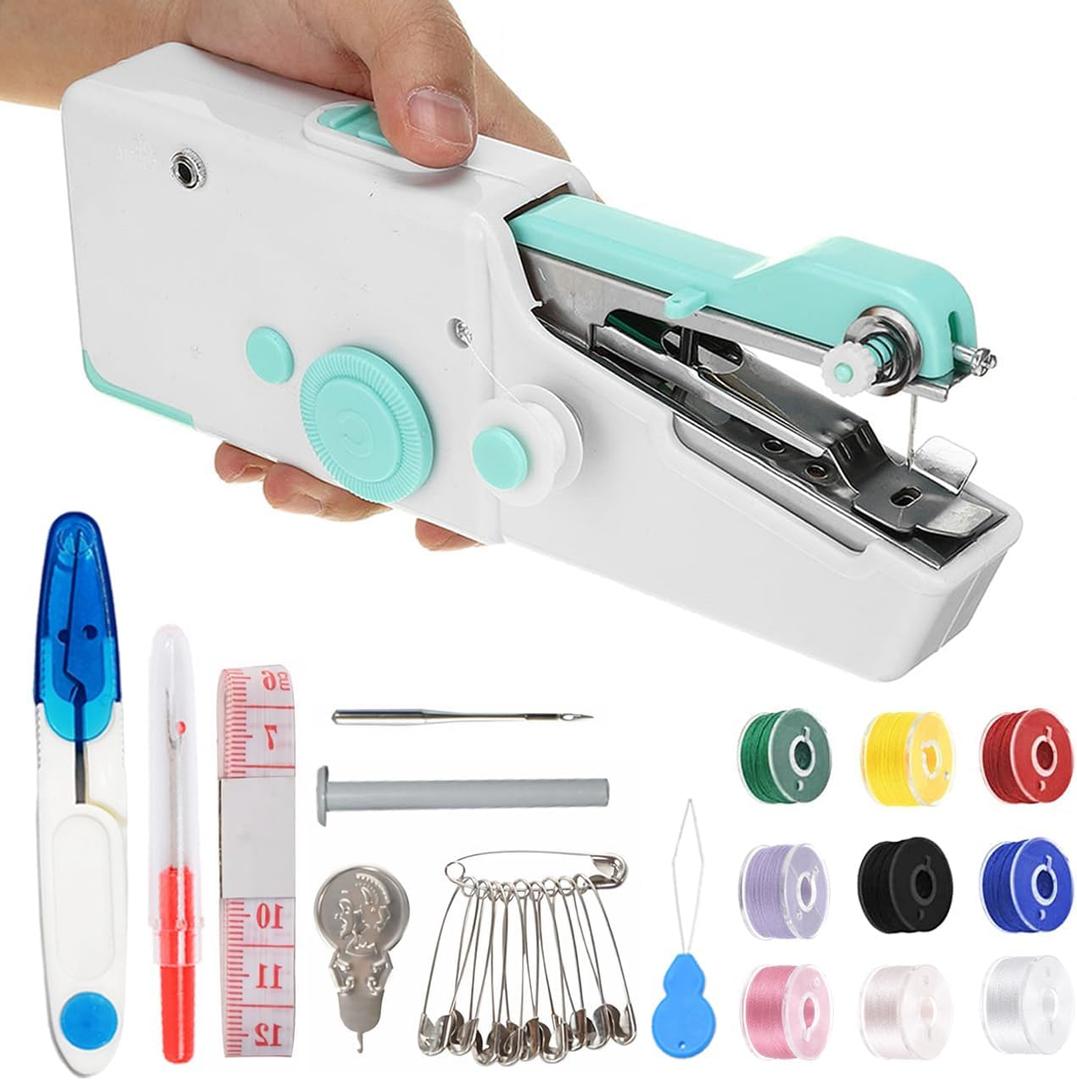 Handheld Sewing Machine for Beginners, Mini Sewing Machine for Quick Stitching with Sewing Kits Suitable for Home,Travel,DIY (Blue)