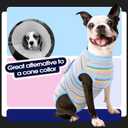FUAMEY Recovery Suit for Dogs After Surgery,Soft Breathable Dog Bodysuit E-Collar & Cone Alternative Surgical Suit,Male Female Dog Neuter Spay Suits Anti Licking Wounds Onesie Blue Yellow Stripes, M