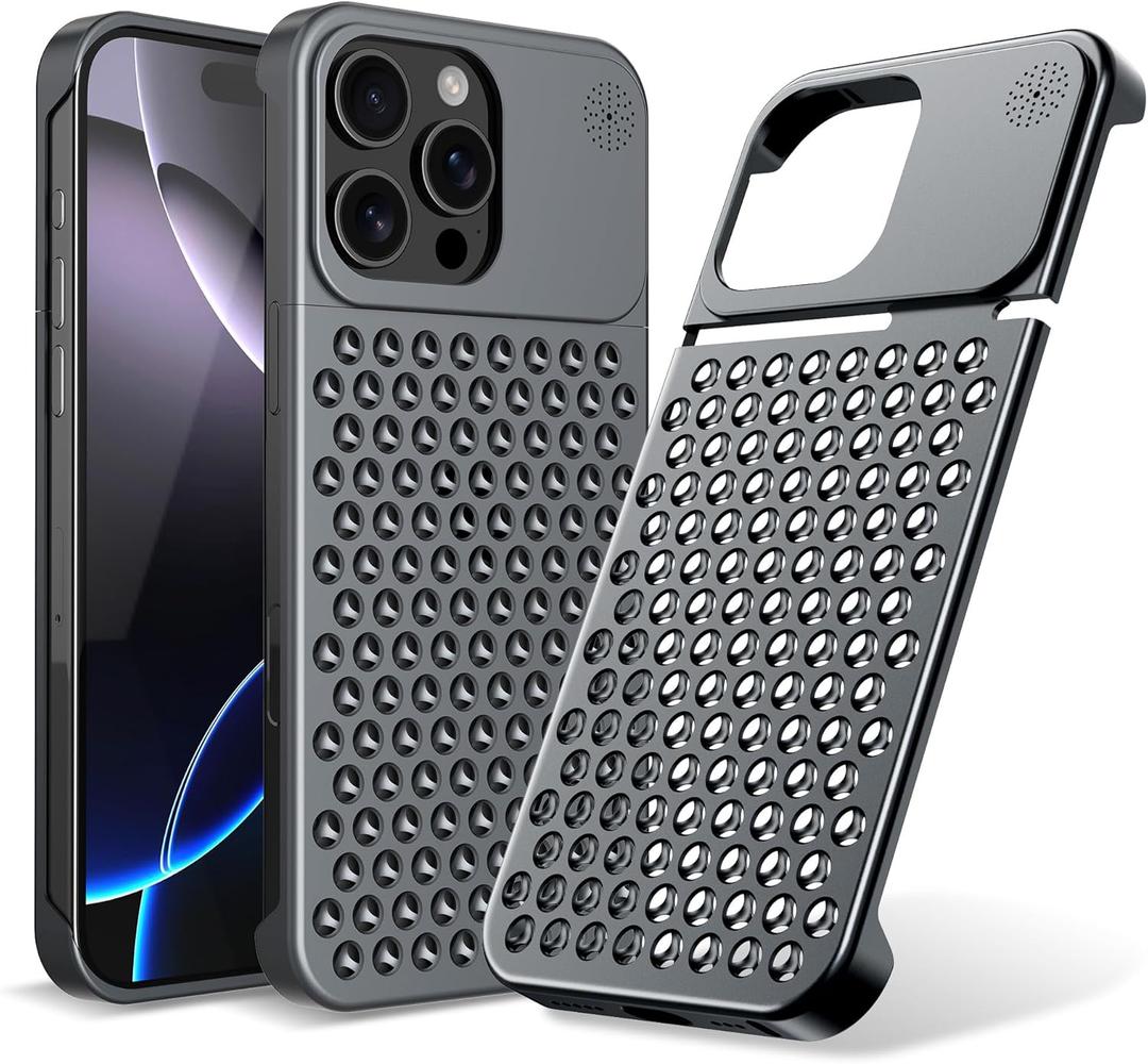 Arae for iPhone 16 Pro Case, Metal Case Anti-Fall Heat Dissipation, Anti-Scratch Slim, Aluminum Case for iPhone 16 Pro 6.3inch, Gray (iPhone 16 Pro 6.3 inch)
