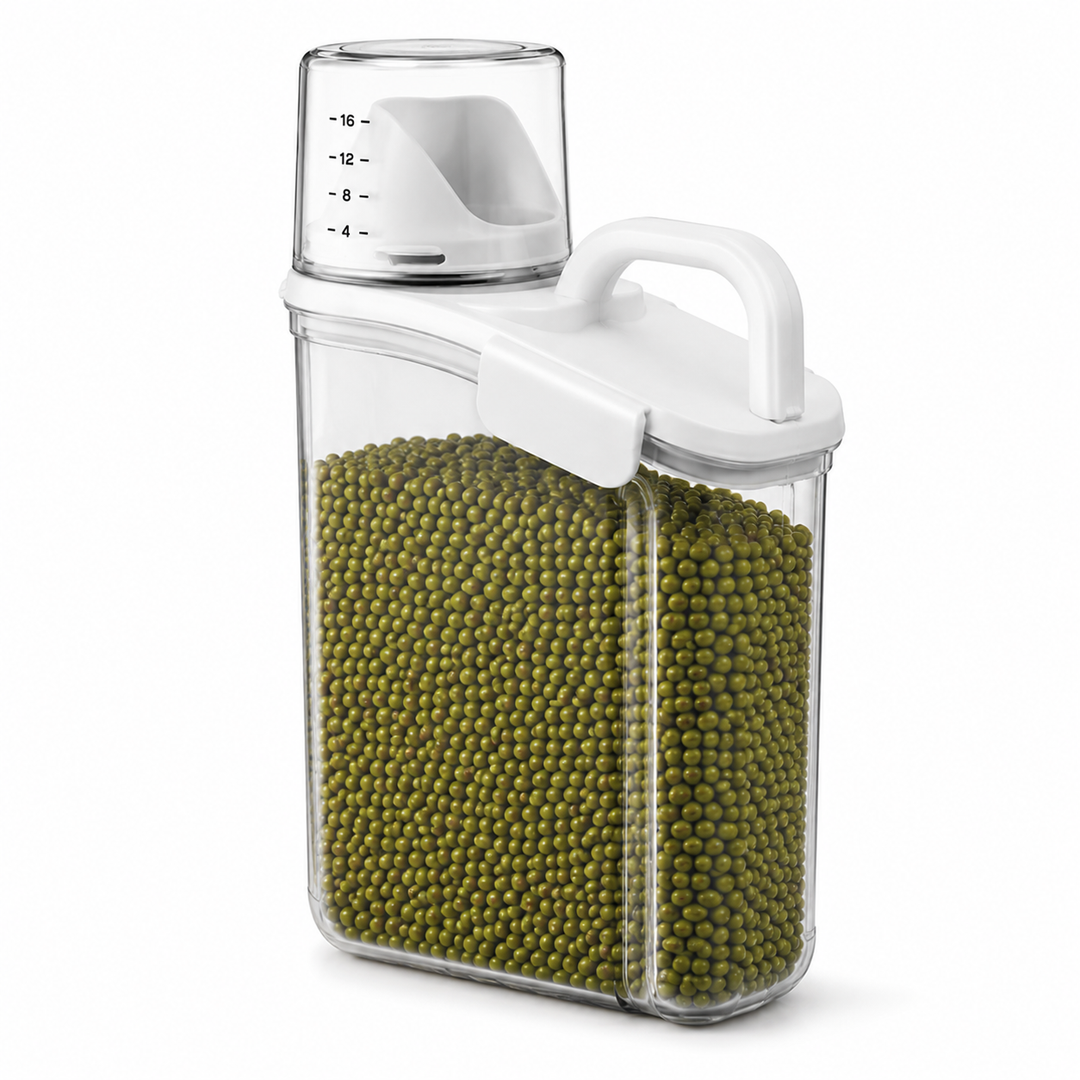 LANGMINGDE 1 Piece Cereal Containers Storage, 2.8L/95oz Airtight Large Dry Food Storage Containers with Pouring Spout Measuring Cup for Snacks Grain Rice,BPA Free Dispenser Plastic Bin, 1PC