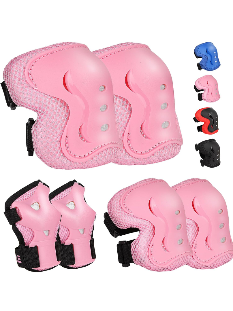 Kids Safety Protective Gear Set for Ages 3-12 Years, Adjustable Knee Pads, Elbow Pads, Wrist Guards for Boys Girls Youth Skateboard, Roller Skating, Scooter, Cycling