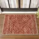 Wonnitar Moroccan Bathroom Rug,Washable 2x3 Small Bath Mat, Boho Tribal Soft Kitchen Sink Mat, Non-Slip Geometric Entry Way Rug, Low-Pile Indoor Carpet for Bedside Entrance Laundry (Brown,2'x3')