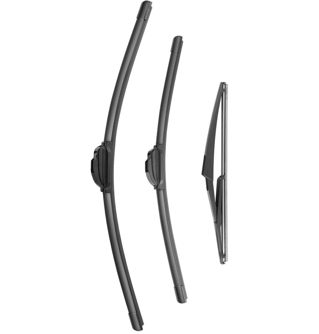 Feiyueauto Wiper Blade Replacement for Rogue 2014-2021, Windshield Wiper Blades 26"+17" With Rear Wiper 12" (Set of 3) U/J HOOK, Double Sided Rubber Strips and Longer Life