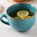 Oversized Coffee Mug Soup Bowls with Handles Big Ceramic Mug XXL Cereal Large Tea Cup 700 ML Porcelain (Blue Large Cup 24 oz)