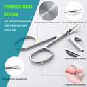 Facial Hair Small Grooming Scissors For Men Women - Eyebrow, Nose Hair, Mustache, Beard, Eyelashes, Ear Trimming Kit - Curved and Rounded Safety Tip Clippers For Hair Cutting 2PCS With Cover Sliver