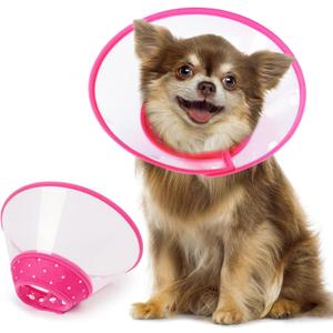 Vivifying Dog Cones for Small Dogs, Adjustable 8-9.6 Inches Soft Lightweight Elizabethan Collar for Small Dogs and Large Cats to Stop Licking Wounds After Surgery (Pink)