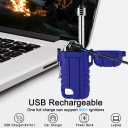 SUPRUS Waterproof Lighter Windproof Lighter Arc Plasma Lighters USB-C Rechargeable with Expandable and Flexible Neck for Outdoor, Camping & Kitchen (Blue)