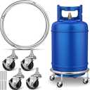 Movable Propane Tank Holder 20Lb Cylinder Stand with Brake Wheels Gas Cylinder Base Plate Cart for Easy Transport and Stable Support