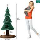 DWVO Christmas Cat Houses for Indoor Cats, Christmas Cat Tree Tower with 2 Cozy Houses, Kitty Furniture with Teaser Plaything for Christmas Decoration