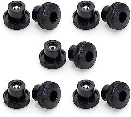 POWERTEC 5/16"-18 Round Knobs 5PK, Clamping Knobs with Steel Insert for T Track Bolts, Thumb Screw Threaded Knobs for T Track Accessories, Feather Boards, Woodworking Jigs and Fixtures (QNB3005-P2)