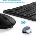 Ultra-Slim Small Bluetooth Keyboard and Mouse Combo Portable Rechargeable Wireless Keyboard for Android Tablet Cell Phone Samsung Smartphone iPhone iPad mini Pro Air 10.2 10.9 11 12.9 13 inch (Black)
