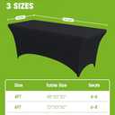 Pureegg Spandex Tablecloth 6ft - 2 Pack, Fitted and Tight Cloth for Rectangle Table, Wrinkle-Free and Stretch Table Cover for Party, Wedding, Banquet and Birthday, Black