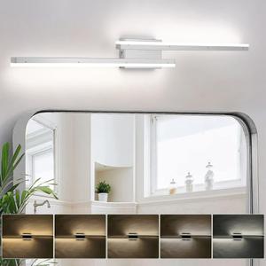 48in Brushed Nickel Vanity Light, 5CCT Modern LED Bathroom Vanity Lights Fixtures, Dimmable 46W Makeup Vanity Lighting for Bathroom, Bathroom Light Bar Over Mirror