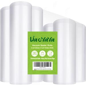 VacYaYa 6 Pack 8"x20'(3Rolls) and11"x20' (3Rolls) Vacuum Sealer Bags Rolls with BPA Free and Heavy Duty,Commercial Grade Vaccume Seal Bags Rolls Work with Any Types Vacuum Sealer