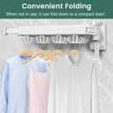 Kelisiting Wall Mounted Clothes Drying Rack, Laundry Drying Rack Wall Mount, 3-Fold Drying Rack Clothing, Foldable Clothes Drying Rack with 12 Dual Hooks Organization for Laundry Room Indoor - White