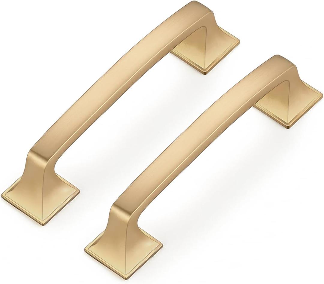 Ravinte 20 Pack Solid 3-3/4" Square Foot Arch Pulls Kitchen Cabinet Handles Champagne Bronze Drawer Pulls Kitchen Cabinet Hardware for Cupboard Handles (3-3/4 inches Hole Center)