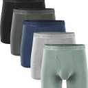 Natural Feeling Men's Underwear Covered Waistband Boxer Briefs, Multipack 5 Pack L