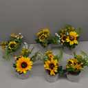 Zeyune 6 Pcs Summer Sunflowers Artificial Flowers Bouquet with Pots Rustic Faux Fake Sunflower Tables Centerpieces for Wedding Home Dining Kitchen Decorations