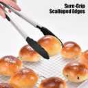 Doosu Kitchen Tongs for Cooking - 600F Heat Resistant Food Tong with Non-Scratch Silicone Tips, Heavy Duty Stainless Steel Locking Tong for BBQ, Grilling Steak, Serving Salad, Pasta (12in, Black)