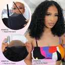 14 Inch Curly Glueless Wigs Human Hair Pre Plucked Pre Cut 9x6 HD Lace Closure Bob Wig with Baby Hair Black Bob Deep Wave Wig Human Hair 180% Density Black Water Wave Human Hair Wig for Women