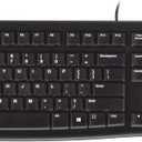 Logitech K120 Wired Keyboard for Windows, Plug and Play, Full-Size, Spill-Resistant, Curved Space Bar, Compatible with PC, Laptop - Black