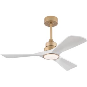 42 Inch White and Gold Ceiling Fans with Lights Remote Control, Quiet DC Motor Ceiling Fan, 3CCT White Ceiling Fan with Light, Bedroom Living Room Indoor Outdoor Ceiling Fans