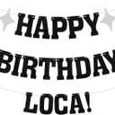 Happy Birthday Loca Banner Vampire Birthday Party Decorations Funny Birthday Party Decorations for Her 18th, 21st, 25th 30th Birthday Party Banner Black Glitter