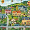 Jigsaw Puzzles for Adults 1000 Pieces, Interlock Perfectly Letter on Back No Dust, Home Decor Birthday Party Gift Toy for Men Women Elders Seniors, 1:1 Poster-Happy Town