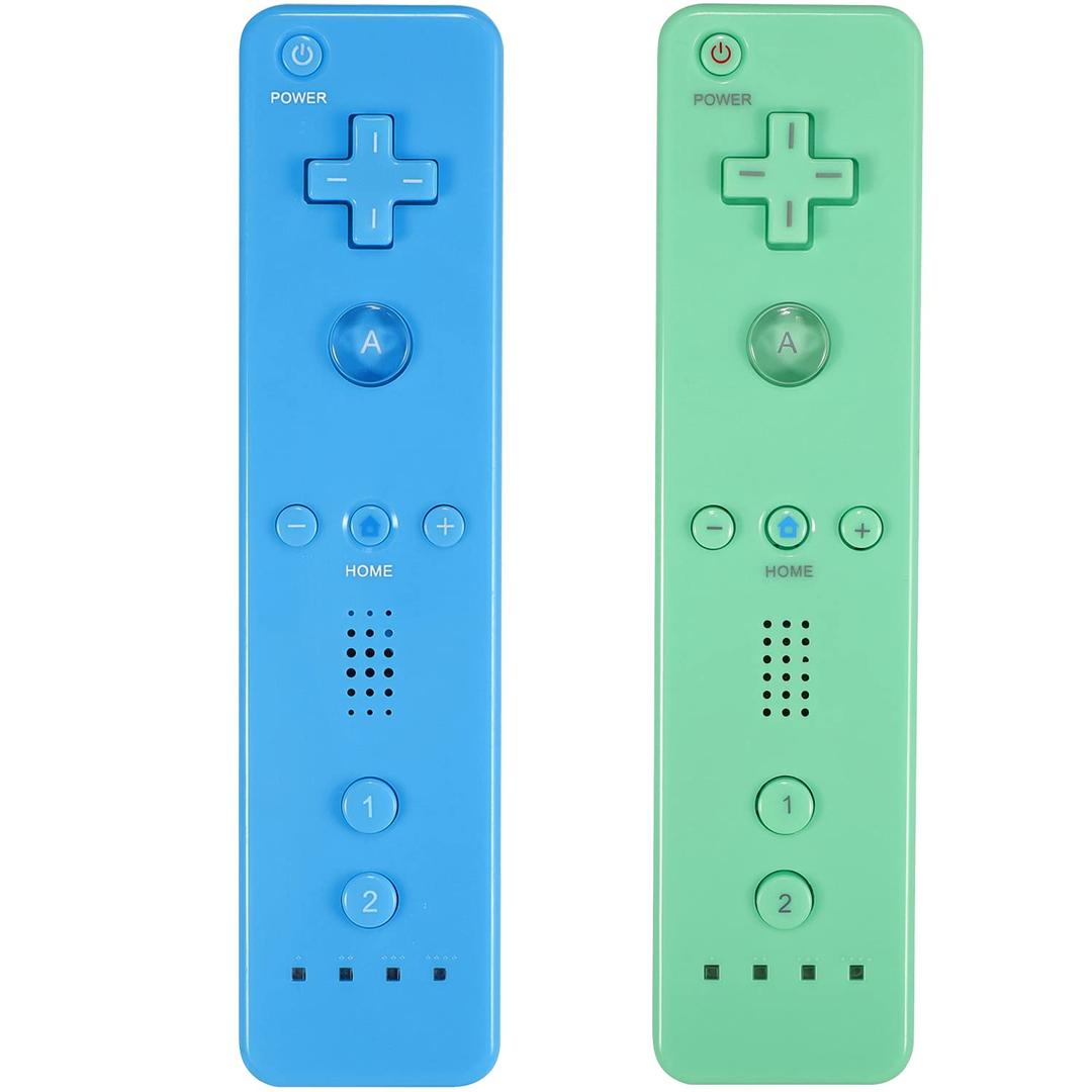 Yosikr Remote Controller for Wii/Wii U, with Silicone Case and Wrist Strap (2 Pack, Green and Blue)