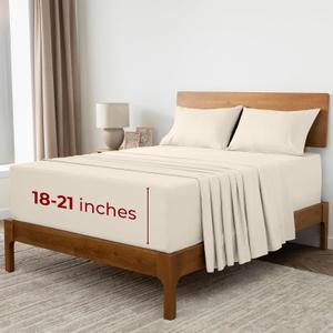 Mellanni Extra Deep King Sheets - 4 PC Iconic Collection Bedding - Hotel Luxury, Ultra Soft, Cooling Bed Sheets - Wrinkle, Fade, Stain Resistant (King, Golden Ivory)