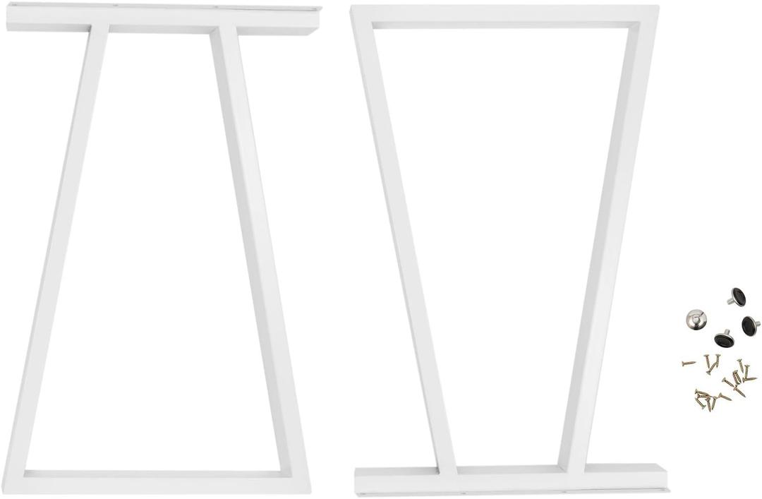 Metal Table Legs 28 Inch, Coffee Table Bench Desk Legs, Heavy Duty Trapezoid Metal Dining Table Legs Dining Table Legs for Office Furniture/Industrial/Coffee/Home DIY Table Legs (White, Set of 2)