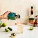 The MixMaster Cocktail Shaker with Strainer and Jigger Measuring Cap - Art Deco Leakproof Glass Drink Mixer for Crafting Cocktails - Innovative Home Bartending Supplies and Accessories - Blue