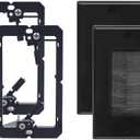 VCE Brush Wall Plate with Bracket, Cable Pass Through Insert Single Gang Decorator Wall Cover for Low Voltage Cables, Cord Hider for Wall Mount TV, Home Theater System, Black (2-Pack) (Black)