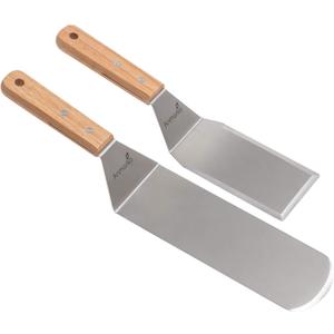 Metal Spatula Set - Griddle Long Spatula - Teppanyaki spatulas - Griddle Scraper and Pancake Flipper or Hamburger Turner - Stainless Steel Utensil great for BBQ Grill Flat Top - Commercial Grade