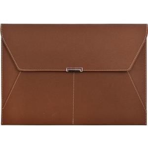 VANRA File Folder Document Holder Organizer Waterproof Portfolio Leather Folder Case with 3 Pockets, Filing Envelopes for A4 Letter Size Paper with Snap Magnetic Button Closure (Brown)