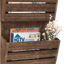 Unistyle Mail Organizer with 4 Hooks, Rustic Brown Wall Mount, Cedar Wood Key Holder for Letters, Magazines, Keys, Dog Leashes