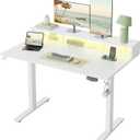 Klicelor Electric Standing Desk with Shelf, 48 Inch Height Adjustable Desk with Power Outlets & LED, Sit Stand Up Table with Monitor Stand, Computer Workstation for Home Office, White, 48 x 24 Inch with shelf, led and power strips