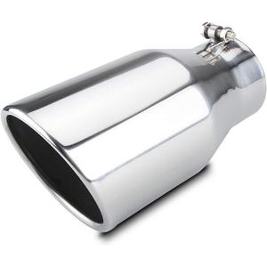 LCGP 4" inlet Diesle Exhaust Tip, 6" outlet, 12" Long Truck Tailtip, Rolled Angel Design, Polished Finished (4x6"x12")