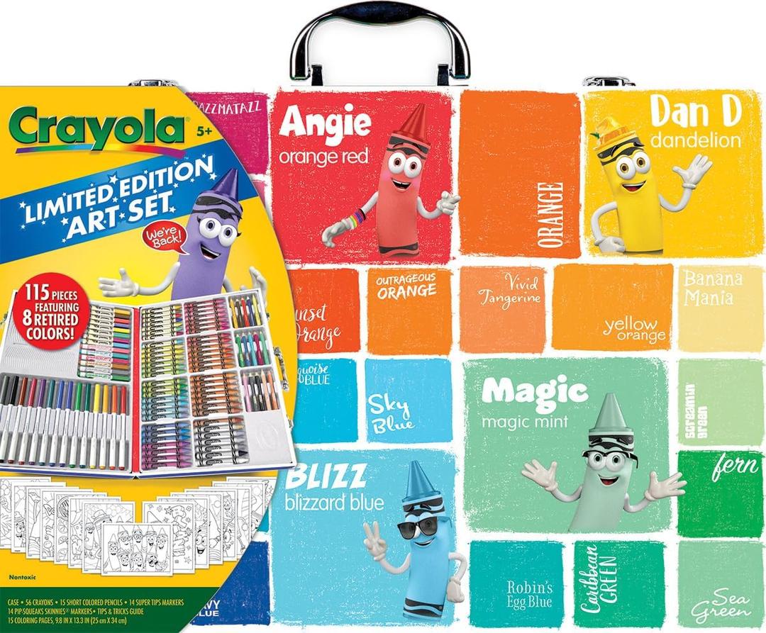 Crayola Limited Edition Coloring Set (115 Pcs), Kids Art Supplies & Drawing Kit with Crayons, Markers & Colored Pencils in Storage Case, Gifts, Ages 5+