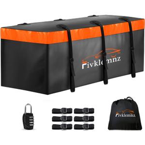Hitch Mount Cargo Carrier Bag, 20 Cubic Feet 100% Waterproof Car Tray Luggage Bag (59" 24" 24") with 6 Reinforced Straps + 1 Combination Lock, Fits for All Vehicles with Steel Trailer Basket (Large)